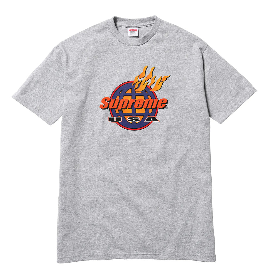 Supreme Fire Tee Heather Grey