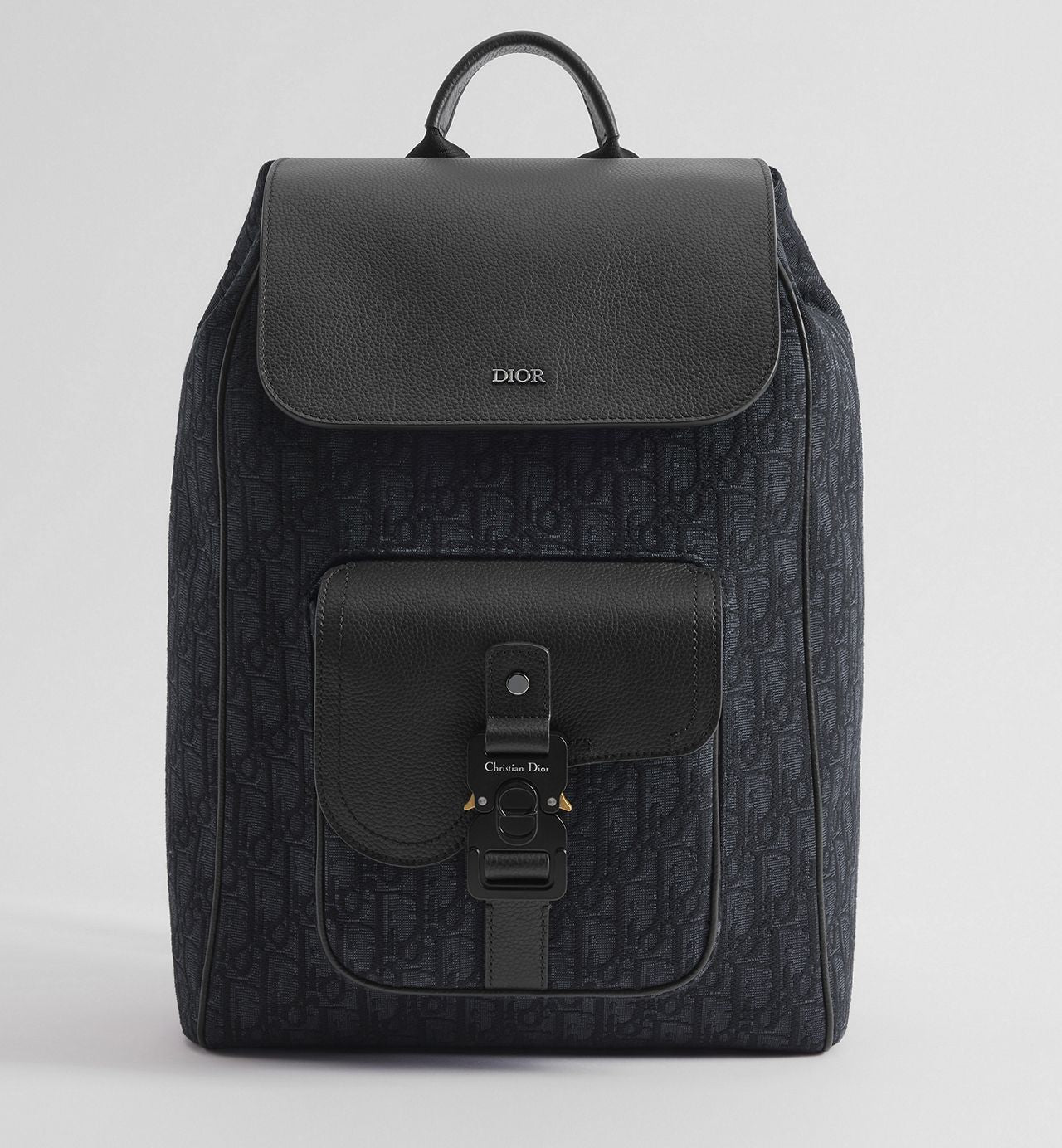 Dior Saddle Backpack with Flap Black Oblique