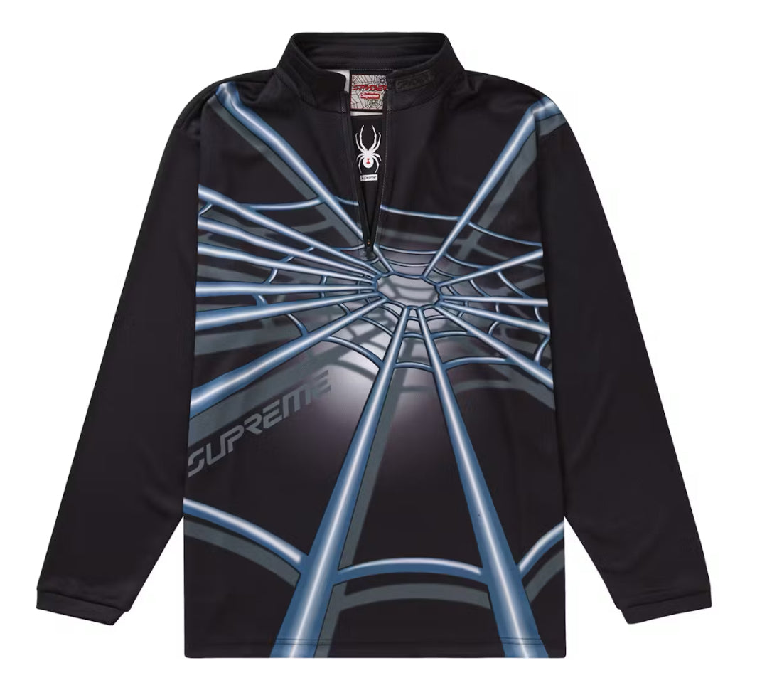 Supreme Spyder Web Half Zip Pullover Black