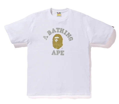 BAPE Glitter College Tee White/Gold