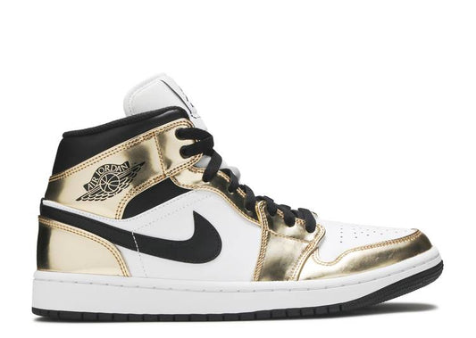 Jordan 1 Mid Metallic Gold Black White