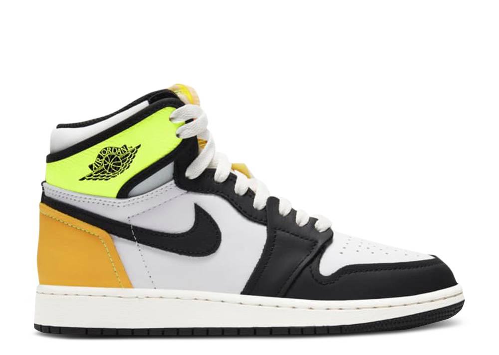 Jordan 1 Retro High White Black Volt University Gold (GS)